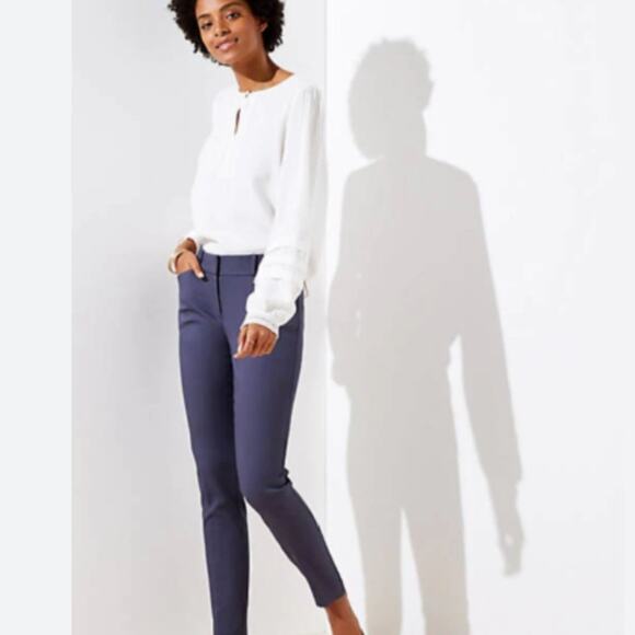 Loft Marisa Navy Print Trouser Pant Size 12 - Picture 2 of 8